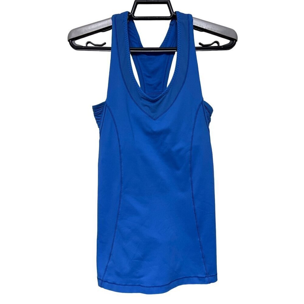 Lululemon Tone It Tank Blue Cut Out Shirt Sleeveless Women's Size Small